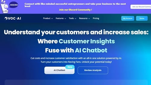 Image for VOC AI chatbot interface for customer support.